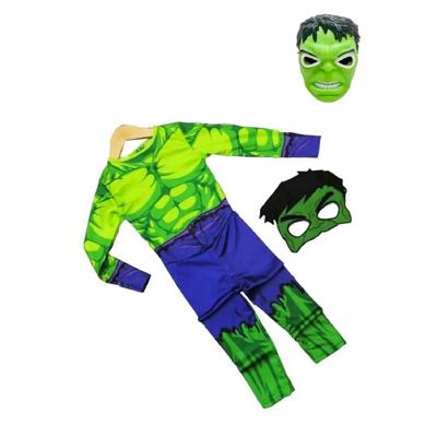Işıklı Maskeli Hulk Yeşil Dev Kostümü Çocuk Kostümü