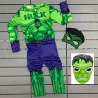 Işıklı Maskeli Hulk Yeşil Dev Resimli Kostümü Çocuk Kostümü