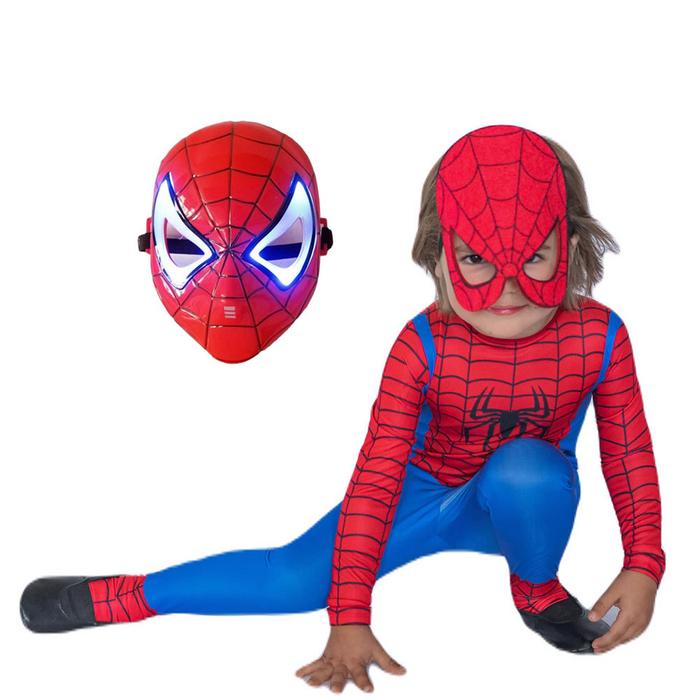 Işıklı Maskeli Spiderman Kostümü Örümcek Adam Çocuk Kostümü Klasik