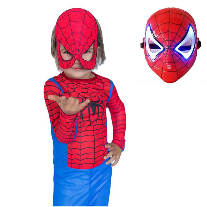 Işıklı Maskeli Spiderman Kostümü Örümcek Adam Çocuk Kostümü Klasik