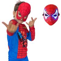 Işıklı Maskeli Spiderman Kostümü Örümcek Adam Çocuk Kostümü Resimli