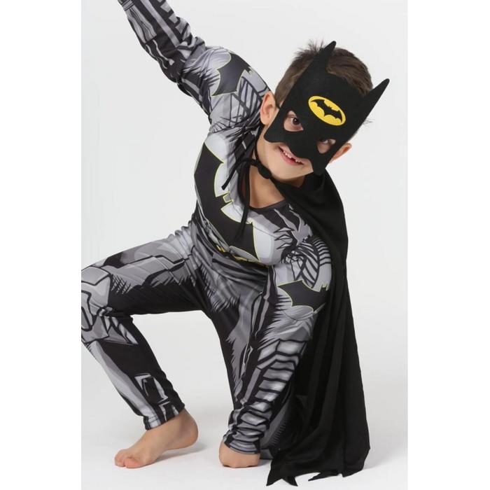 Kaslı Batman Çocuk Kostümü Pelerinli ve Maskeli Yarasa Adam Kostümü