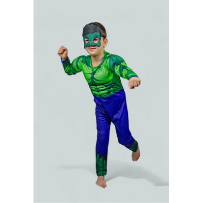 Kaslı Hulk Yeşil Dev Kostümü Maskeli Çocuk Kostümü