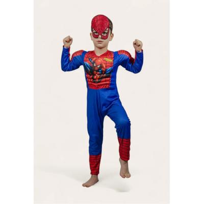 Kaslı Spiderman Kostümü Örümcek Adam Maskeli Çocuk Kostümü  Resimli