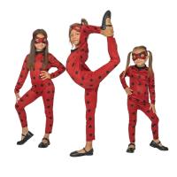 Ladybug Uğur Böceği Kostümü Mucize Lady Bug Kırmızı Benekli Maskeli Kostüm
