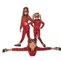 Ladybug Uğur Böceği Kostümü Mucize Lady Bug Kırmızı Benekli Maskeli Kostüm
