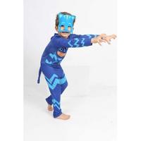 PijaMaskeliler Baskılı Kedi Çocuk Kostüm Catboy Tulum Maskeli Set