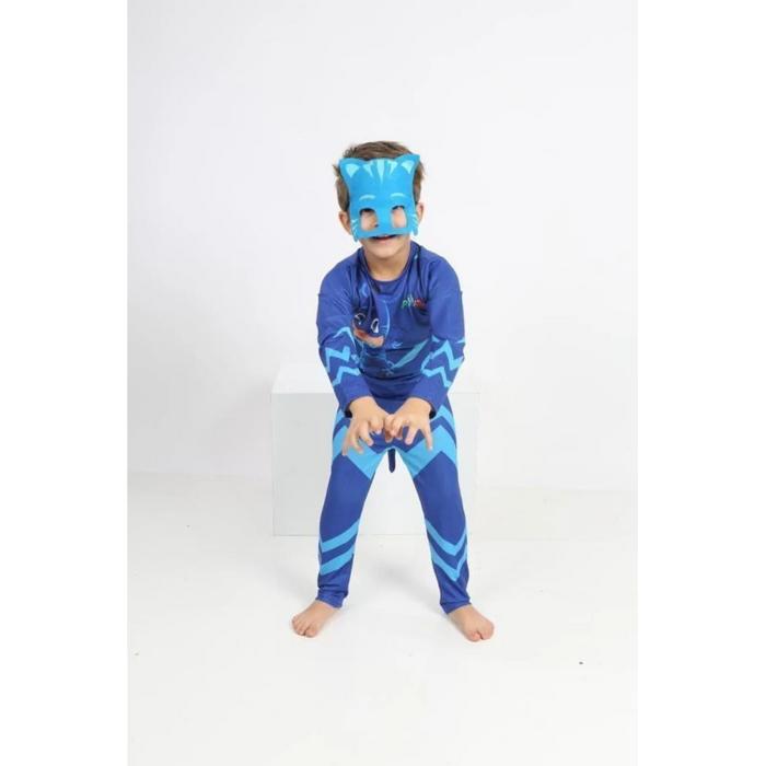 PijaMaskeliler Baskılı Kedi Çocuk Kostüm Catboy Tulum Maskeli Set