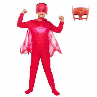 PijaMaskeliler Baykuş Kız Çocuk Kostüm Owlette Tulum Pelerinli 2 Maskeli Set