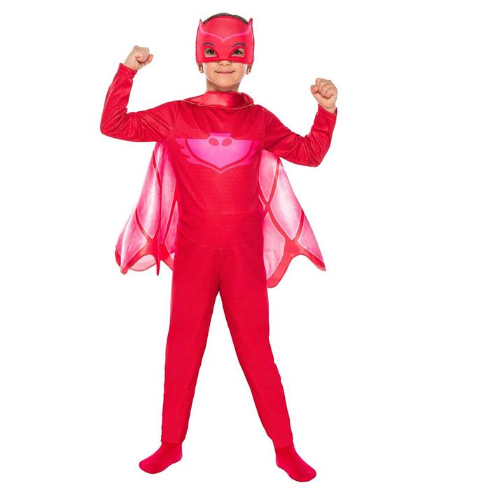 PijaMaskeliler Baykuş Kız Kostüm Owlette Tulum Pelerinli Maskeli Set