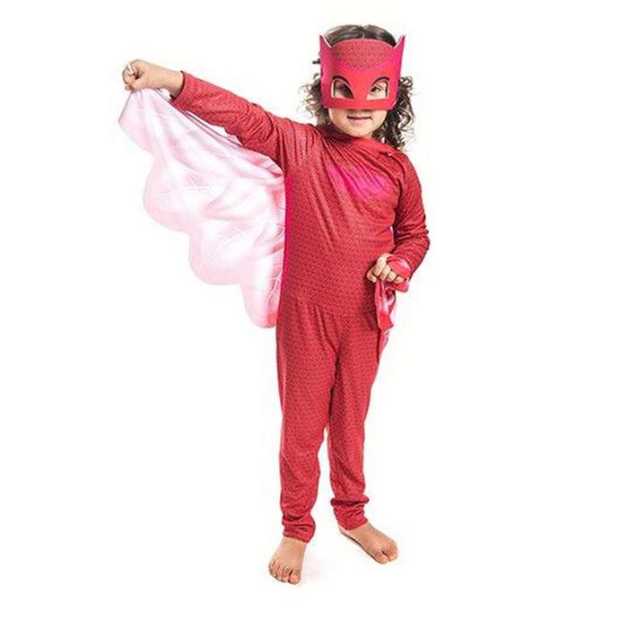 PijaMaskeliler Baykuş Kız Kostüm Owlette Tulum Pelerinli Maskeli Set