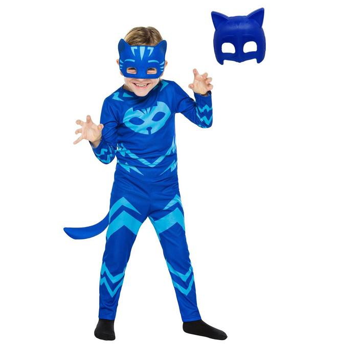 PijaMaskeliler Kedi Çocuk Kostüm Catboy Tulum 2 Maskeli Set