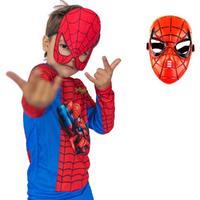 Spiderman Kostümü Örümcek Adam Maskeli Çocuk Kostümü Resimli 2 Maskeli Model