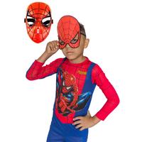 Spiderman Kostümü Örümcek Adam Maskeli Çocuk Kostümü Resimli 2 Maskeli Model
