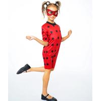 Uğur Böceği Kostümü Mucize Lady Bug Kırmızı Benekli Maskeli Ev Bahçe Tipi Yazlık Kostüm