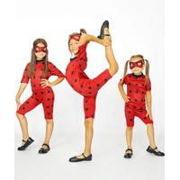 Uğur Böceği Kostümü Mucize Lady Bug Kırmızı Benekli Maskeli Ev Bahçe Tipi Yazlık Kostüm