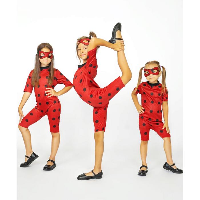 Uğur Böceği Kostümü Mucize Lady Bug Kırmızı Benekli Maskeli Ev Bahçe Tipi Yazlık Kostüm